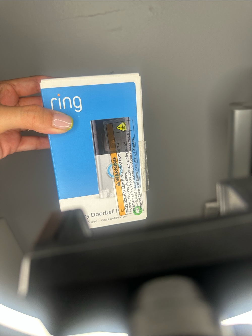 Ring White and Blue Video Doorbell Packaging